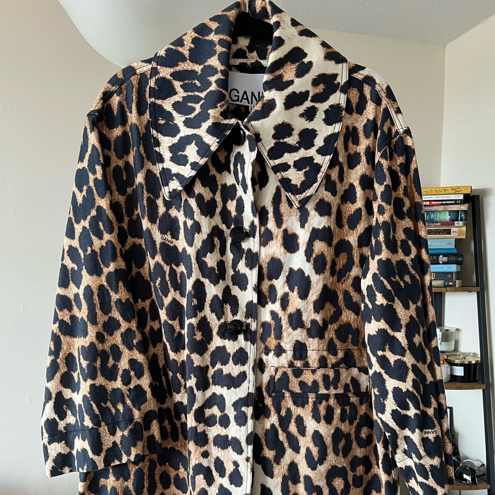 Ganni Leopard Print Coat